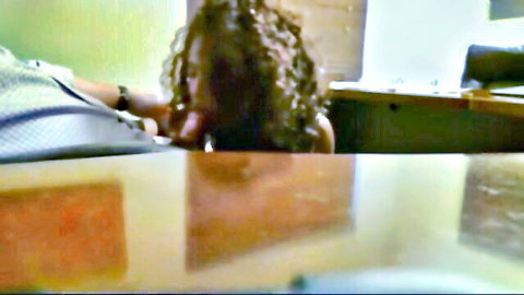 Ebony beauty giving blowjob during steamy job interview