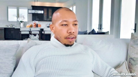 Melody Foxx interracial tease with handsome Black stud in white sweater