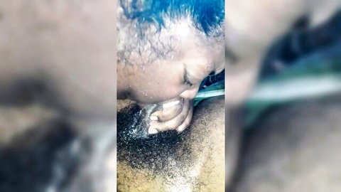 Black SSBBW sloppy throatpie close-up with cumshots on face