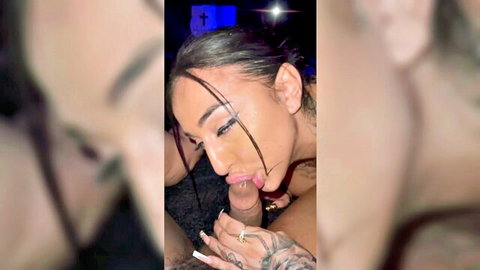 Blah Gigi gives blowjob to Ekah Love in intimate close-up