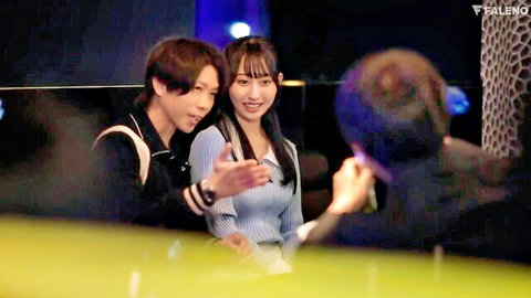 Smiling Asian couple posing intimately in studio for JAV thumbnail