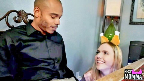 Rebel Rhyder in sexy threesome teasing black stud, blonde bombshell smile