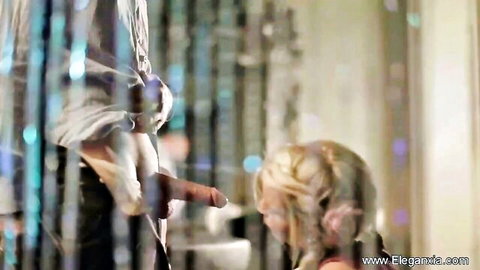 Blonde bombshell Mia Julia kneels for intense blowjob in glamorous Eleganxia scene