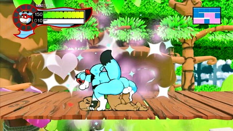 Sunglassed blue furry fox fucks brown furry ass doggy style on wooden platform hentai