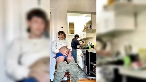 Cute Asian guy getting anal fucked by boyfriend in sitting position