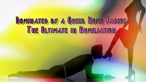 Silhouette of dominant woman in heels humiliating submissive man on floor