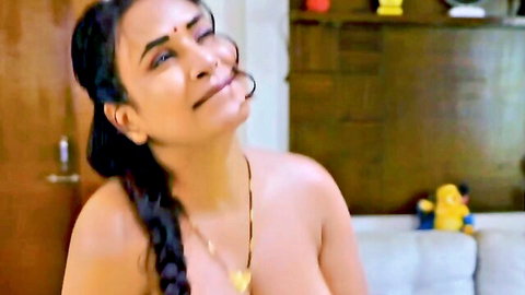 Gorgeous Indian MILF topless with seductive smile and mangalsutra necklace