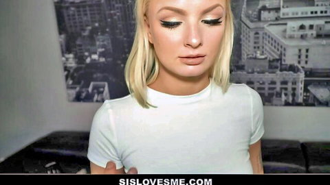 Blonde Alice Rosy teases seductively in white t-shirt