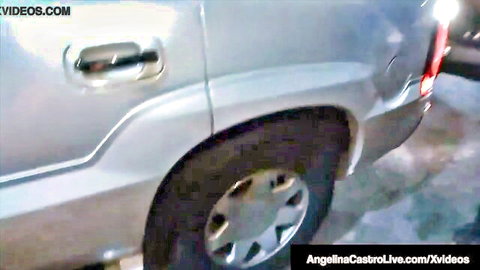 Angelina Castro's silver SUV exterior in interracial threesome preview