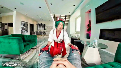 Busty Kiriko cosplay girl in Overwatch parody teases in POV