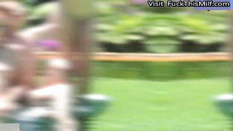 Naughty MILF in filthy outdoor xxx romp with lush garden backdrop