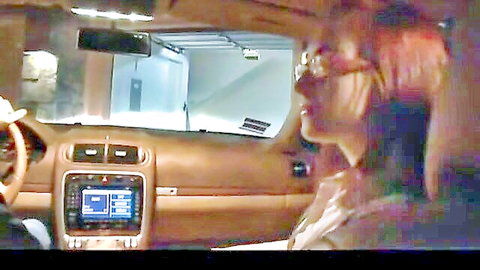 Cameron Love, redhead MILF with glasses driving luxury car seductively
