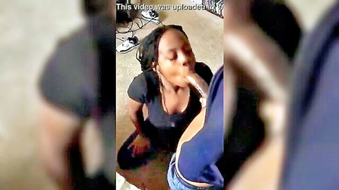 Ebony woman with braids gives intense deepthroat blowjob in amateur POV