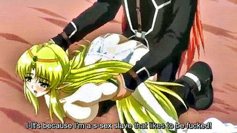 Busty blonde elf sex slave fucked from behind in hentai anime