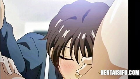 Blushing Japanese MILF in hentai gets her big tits groped during steamy sex scene