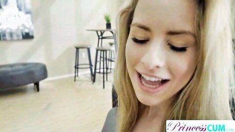 Lilly Ford blonde smiling in private casting couch interview