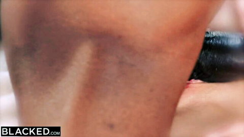 Ebony babe's tight pussy stretched by massive BBC in intense doggy style creampie closeup