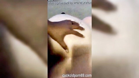 Juicy-Belle white wife touched by strong black guy's hand on her ass