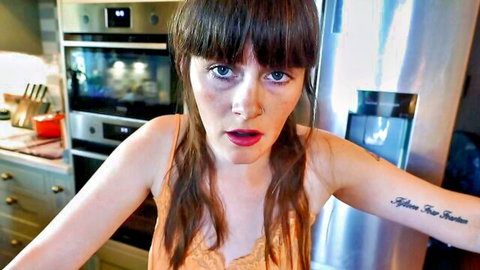 Sydney Harwin in orange lingerie as curiously horny mommy teasing