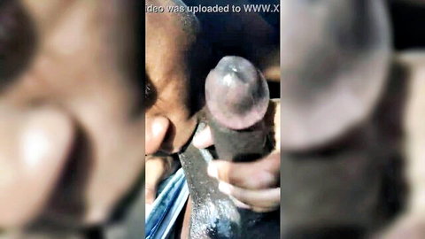 Ebony babe lips wrapped around huge glistening black cock in messy deepthroat blowjob