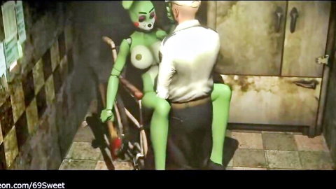 FNAF green animatronic girl with big tits in wheelchair fucked by suited man SFM