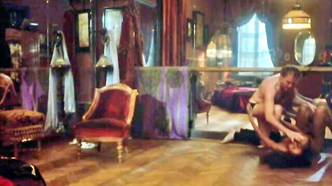 Karin Boyd nude sex scene with exposed tits in Mephisto 1981 couple action