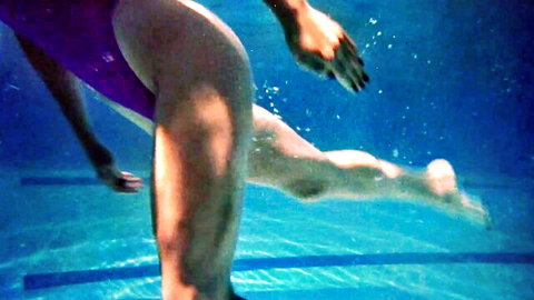 Chelsea Field and Vanessa Bell Calloway sexy underwater pool legs in Death Spa 1988