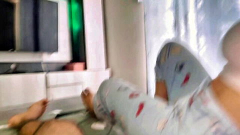 Jenifer Play masturbating intensely, legs spread in heart pants