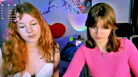 Lola_sun12 redhead camgirl with brunette friend, teen big boobs cleavage tease