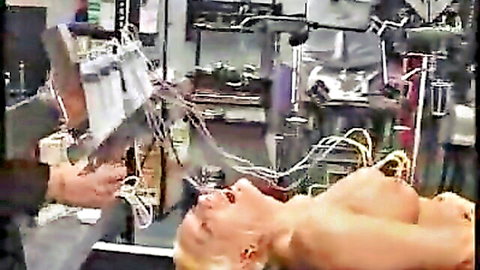 Blonde with big bounded tits gets needles stuck in BDSM play
