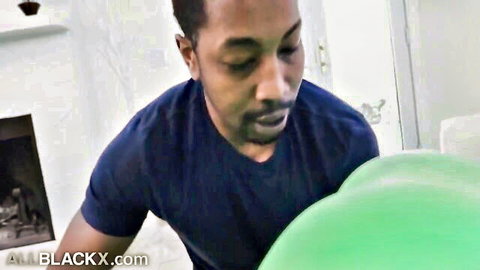 Amari Anne flexible ebony hottie with personal trainer on yoga ball