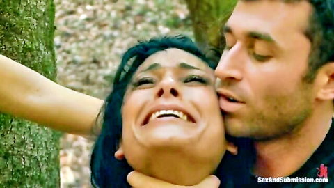 Chanel Preston kissed passionately by James Deen in the woods