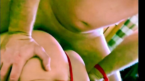 Wife's Christmas surprise oral on husband closeup