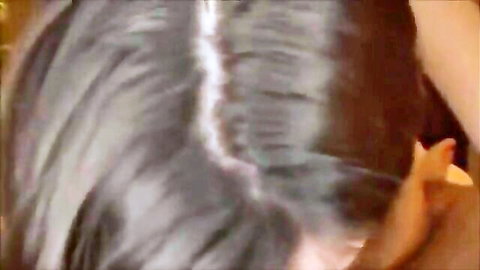 Brunette with long dark hair in close-up adult scene, fucked and swallowed action