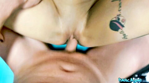 Tattooed amateur Heidi Van Horny penetrated in public POV close-up