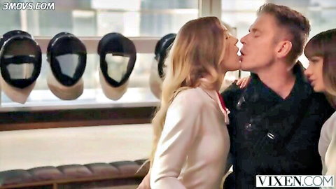 Avery Cristy and Naomi Swann seduce fencing coach in hot threesome kiss