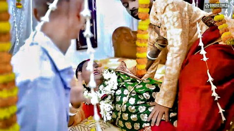 Sudipa's Indian wedding night tease with multiple men in traditional attire