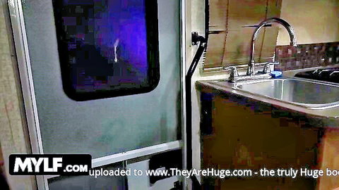 Kenzie Taylor and Gal Ritchie in RV tease, big tits MILF duo on the road