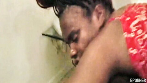Black MILF in intense wall sex position