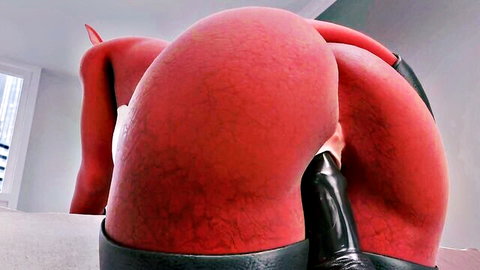 Guilmon's thick red anthro ass penetrated from behind in OnlyFans debut