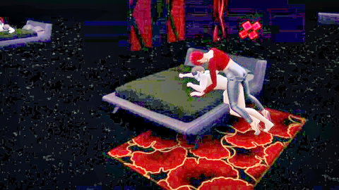 Redhead woman riding white dog in explicit bestiality sex