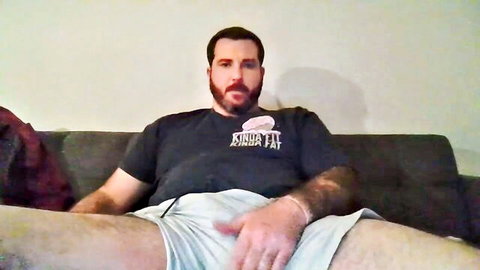Bearded chubby gay bear Mdavis1six teasing bulge in underwear
