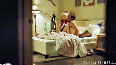 Kenzie Reeves passionately kissing muscular man in bed
