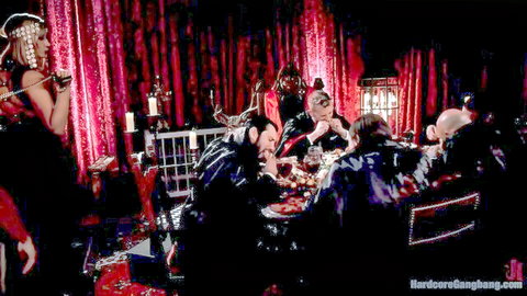 Cute brunette offered as virgin sacrifice in satanic gangbang ritual