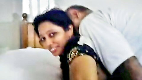 Curvaceous Indian MILF wife embraced by old husband on cam