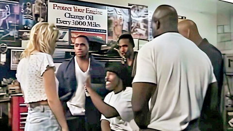 Teri Starr blonde white babe with black men in group hardcore tease
