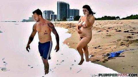 Valerie Blake pregnant nude beach walk with tattooed boyfriend