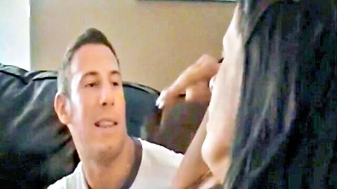 Busty Asian MILF seducing man up close, intimate debt scenario