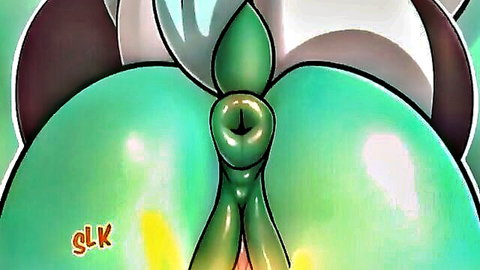 MLP hentai close-up of green pony ass with exposed vulva and anus