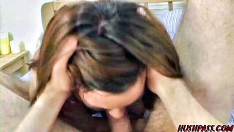 Ashley Blue performs taboo blowjob, intense oral on cock